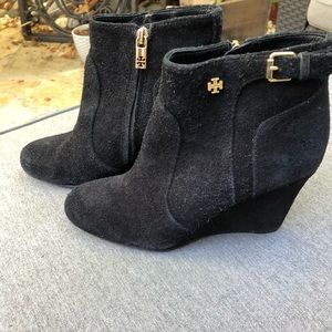 Black suede Tory Burch ankle boots